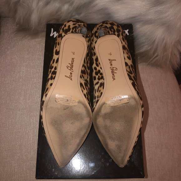 Sam Edelman Leopard Calf Hair Heels Size 7.5 - Picture 5 of 8